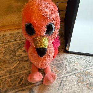 Ty Pink and Gold Stuffed Flamingo